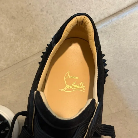 Christian Louboutin Black Suede Spiked Sneakers